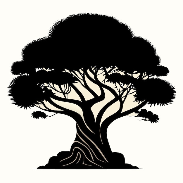 Concetto di design piatto vettore digitale di un albero di baobab isolato, nitido e chiaro su bianco