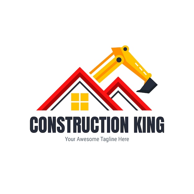 Vector flat design construction company logo template