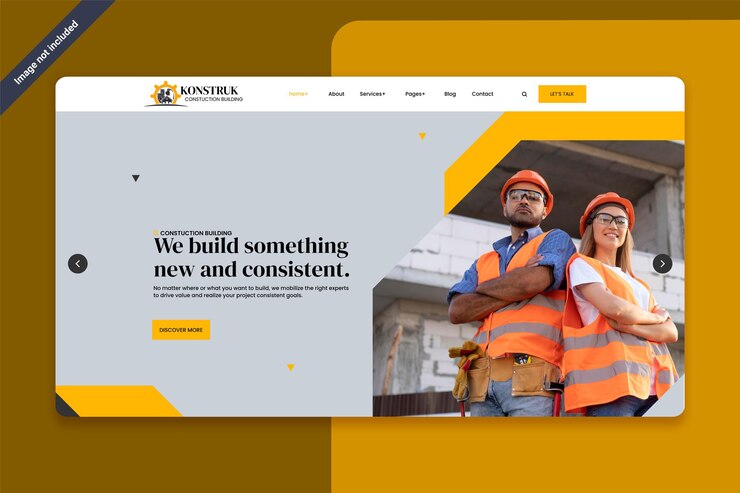 Vector flat design construction website banner landing page template