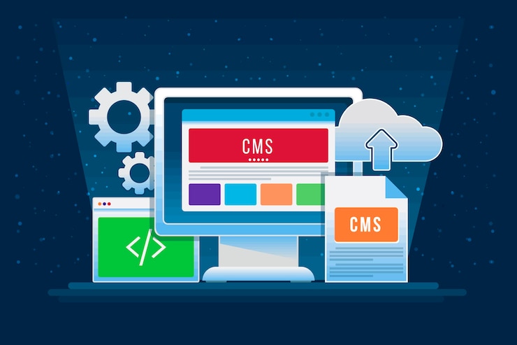 Vector flat design content management system concept