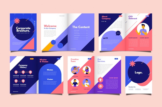 Vector flat design corporate brochure template