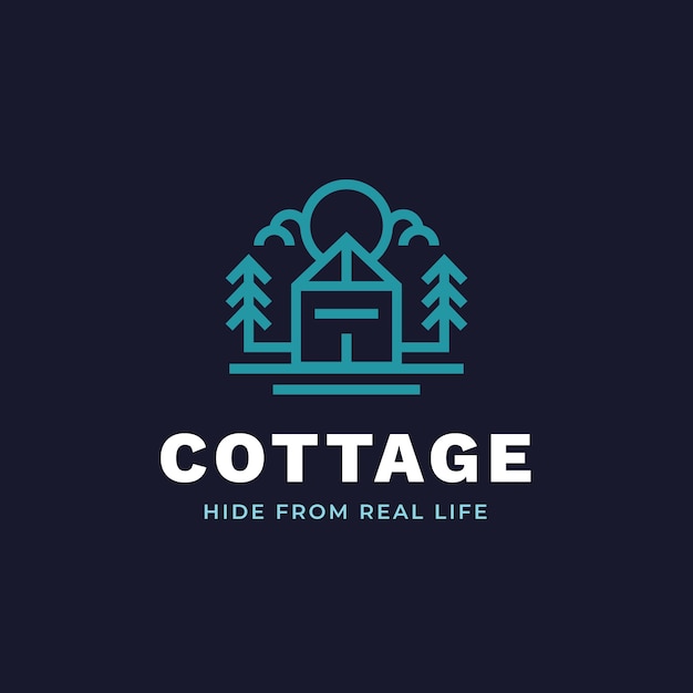 Vettore modello di logo cottage design piatto