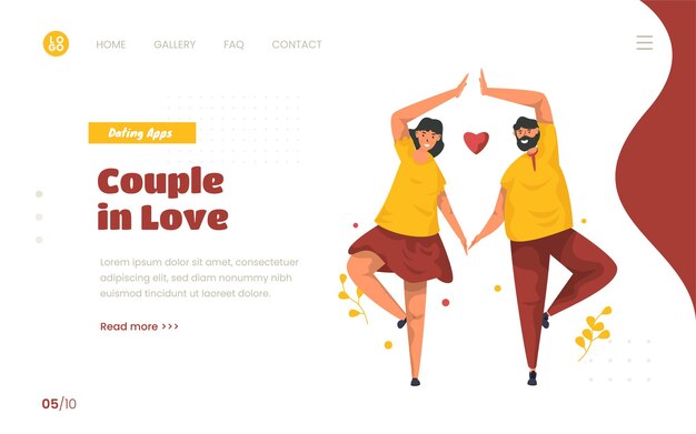 Flat design couple in love gesture for dating concept