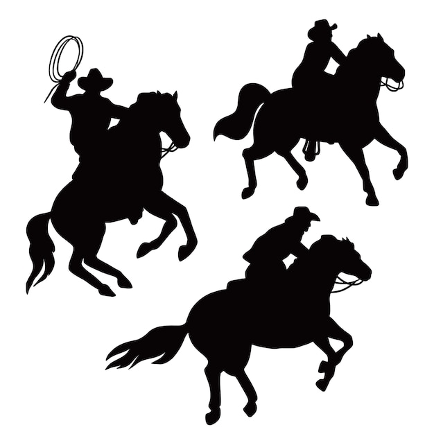 Vector flat design cowboy silhouette illustration