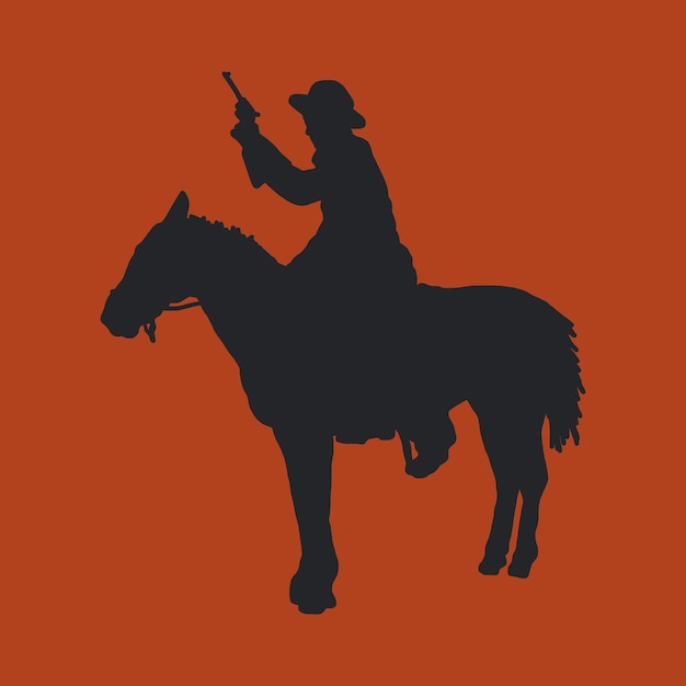 Vector flat design cowboy silhouette illustration