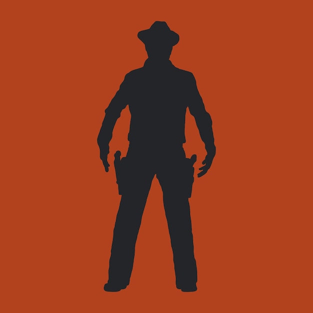 Vector flat design cowboy silhouette illustration