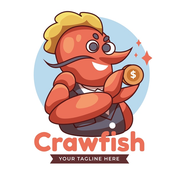 Vector flat design crawfish logo