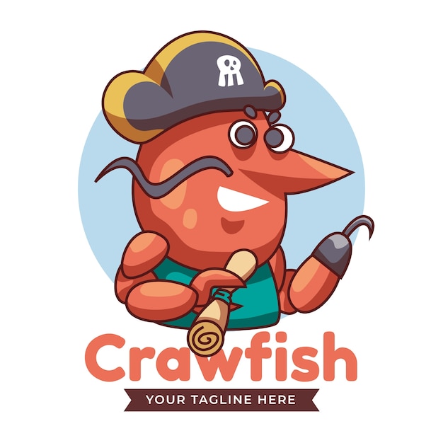 Vector flat design crawfish logo