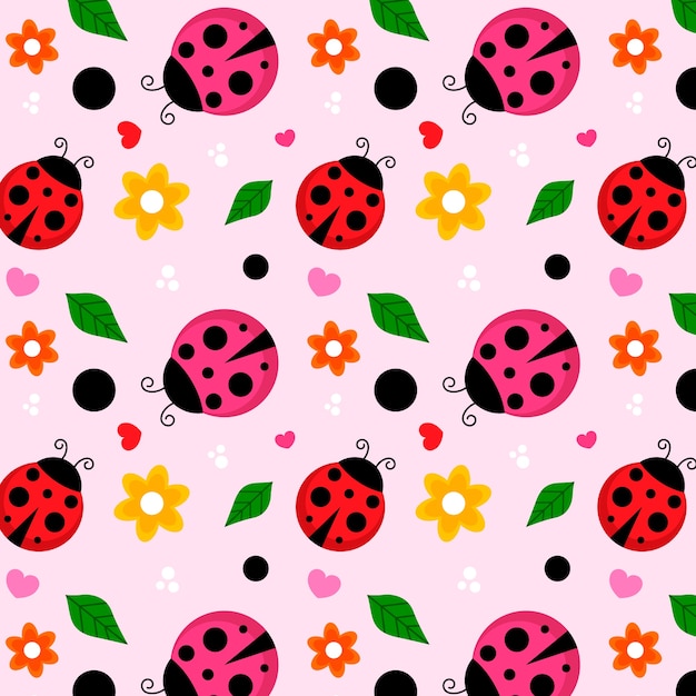 Vector flat design creative ladybug pattern