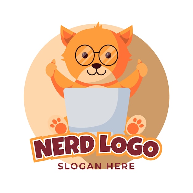 Vettore modello di logo nerd creativo design piatto