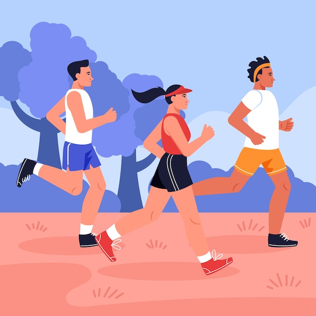 Vector flat design cross country illustration