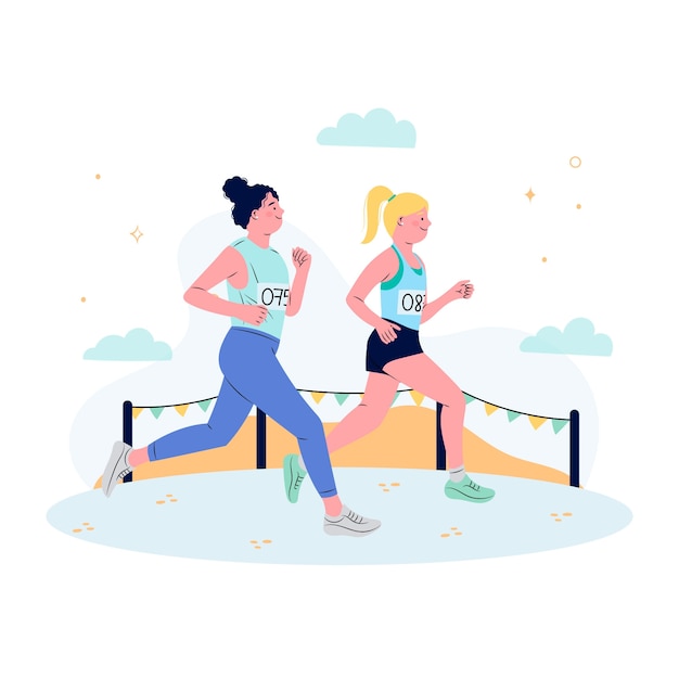 Flat design cross country illustration