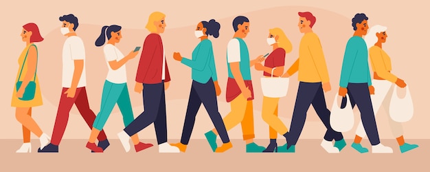 Vector flat design crowd of people illustrated