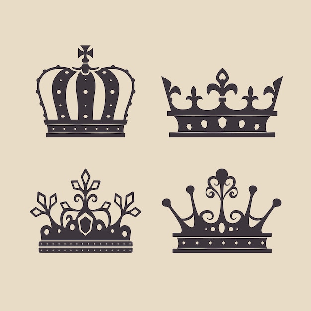 Vector flat design crown silhouette