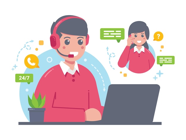 flat design of customer service illustration