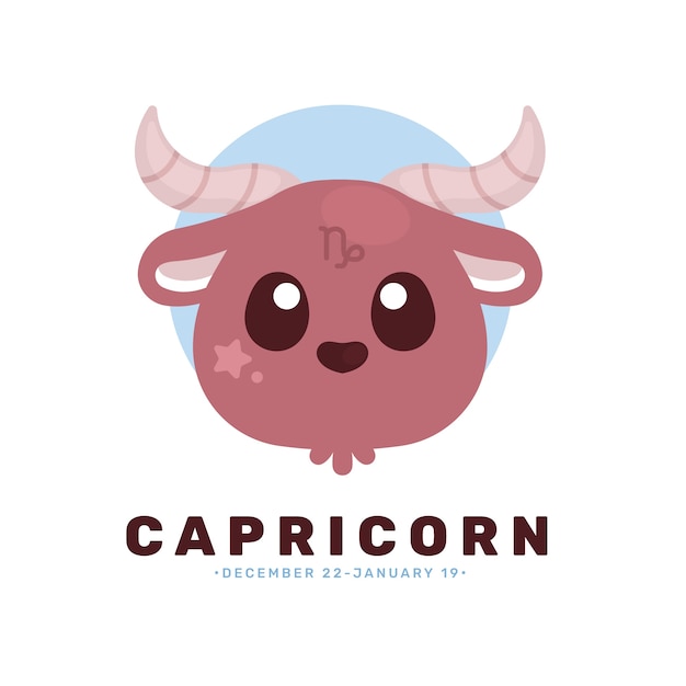 Vector flat design cute capricorn logo