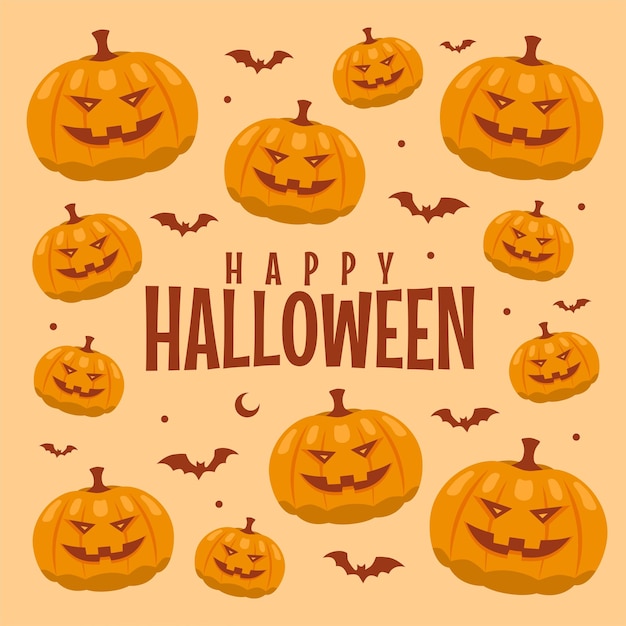 Flat design cute halloween poster template vector