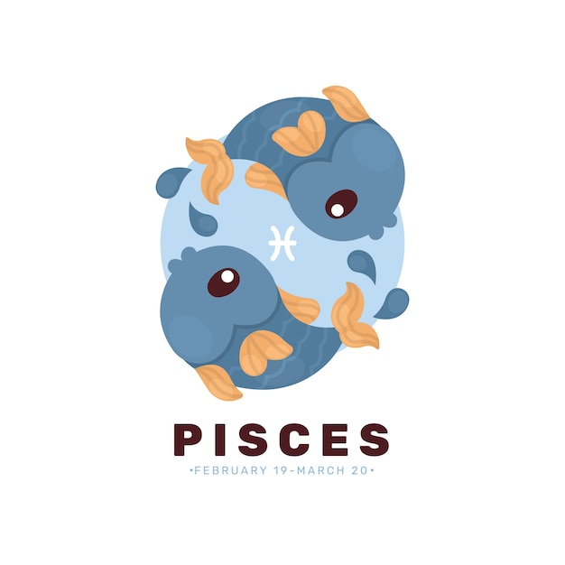 Flat design cute pisces logo