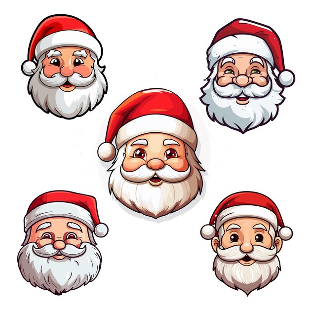 flat design cute Santa Claus character collection