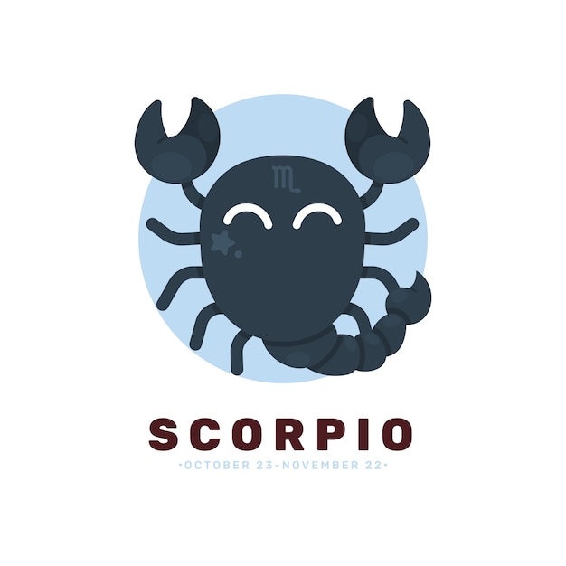 Vettore logo scorpione carino design piatto