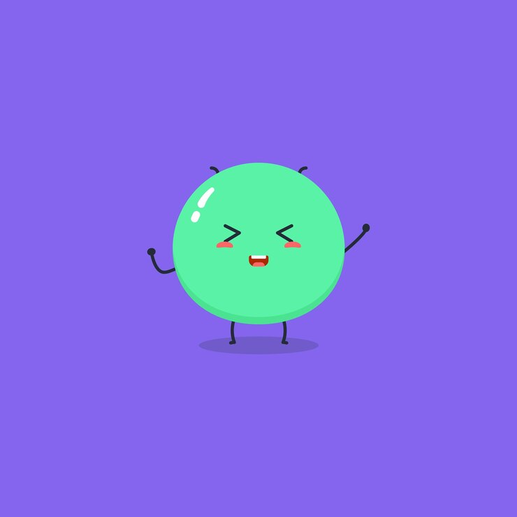 Vector flat design cute virus or monster character illustration with any expression and emoticon