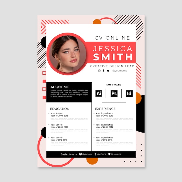 flat design cv  template