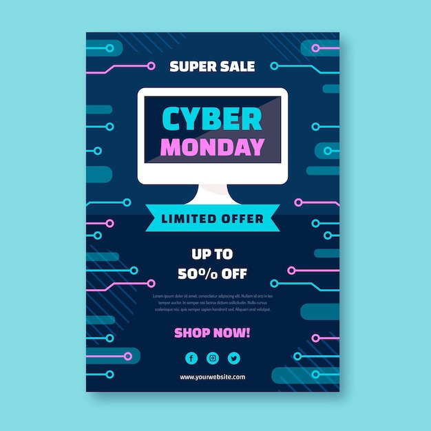 Vector flat design cyber monday flyer template