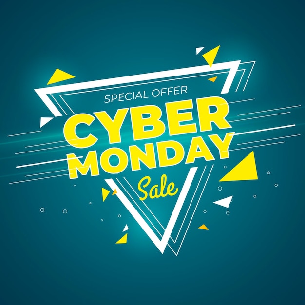 Flat design cyber monday promo banner template