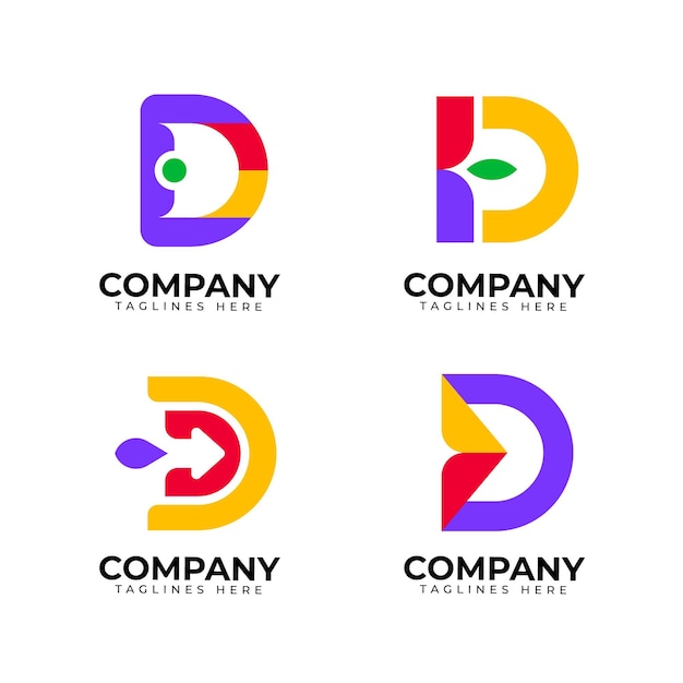 Flat design d logos collection