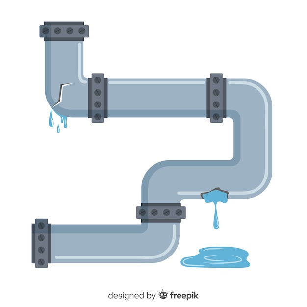 Vector flat design damaged water pipe