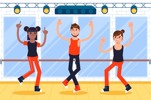 Flat design dance school illustration