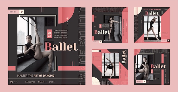 Flat design dance school instagram post