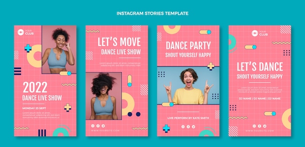 Vettore storie di instagram di spettacoli di danza dal design piatto