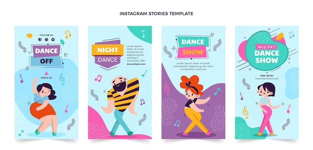 Storie di instagram di spettacoli di danza dal design piatto