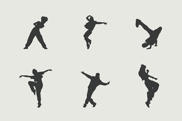 Flat design dancer silhouette set