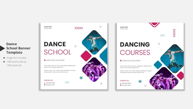 Flat Design Dancing School Social Media Banner Post Template