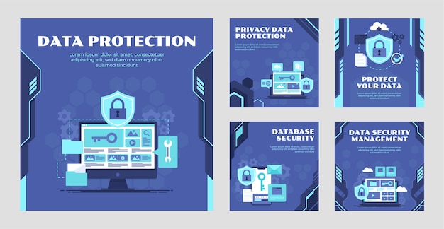 Flat design data privacy instagram post