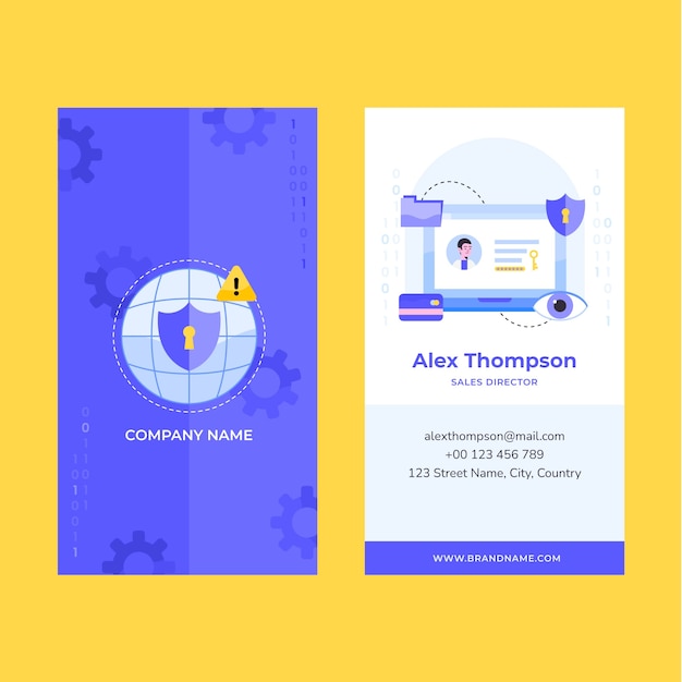 flat design data privacy vertical business card