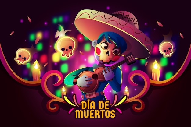 Flat design day of the dead background