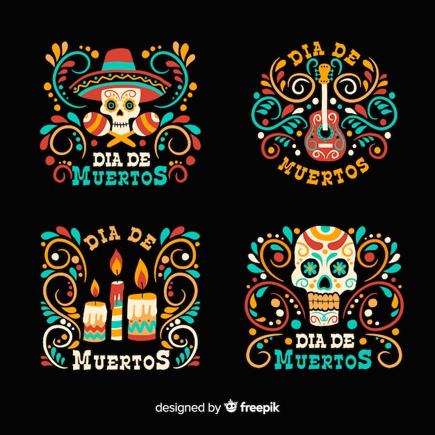 Flat design of day of the dead badge