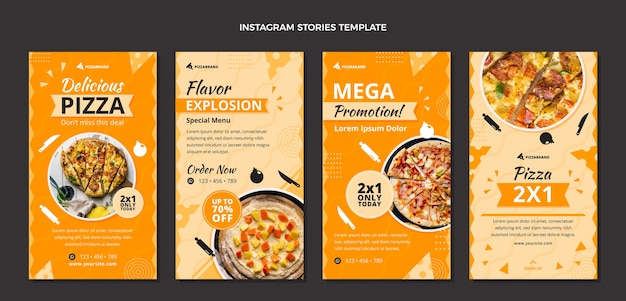flat design delicious pizza instagram stories