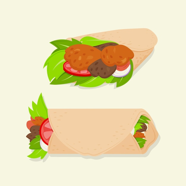 Flat design delicious shawarma illustration