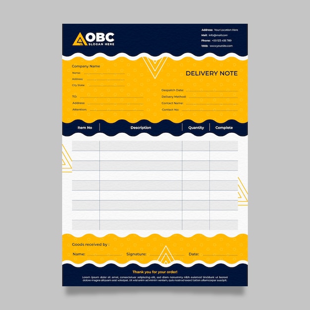 flat design delivery note template