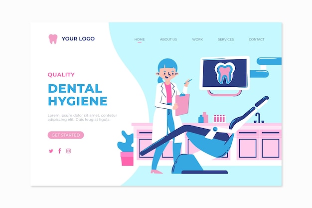 Flat design dental care landing page