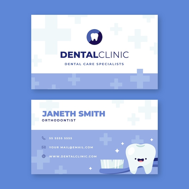 Vector flat design dental clinic business card template