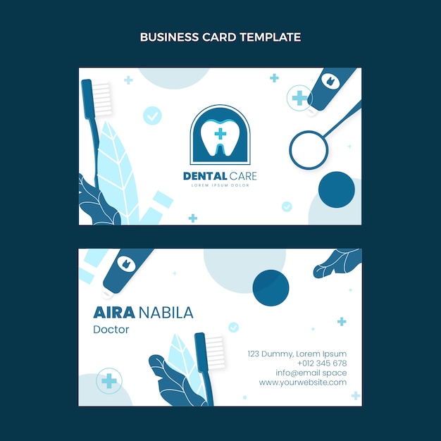 flat design dental clinic horizontal business card