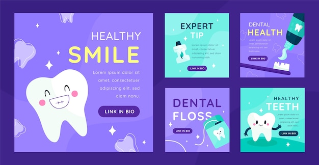 Flat design dental clinic instagram posts