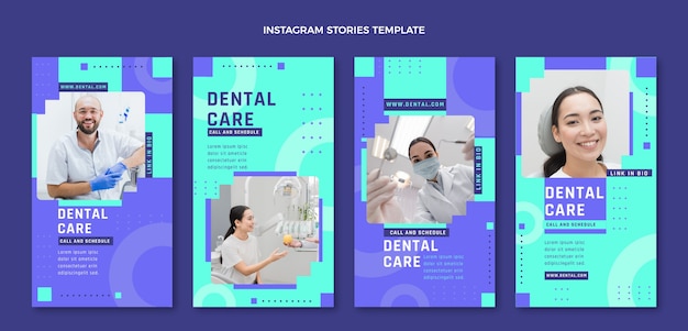 Storie di instagram della clinica dentale di design piatto