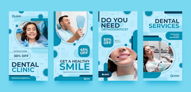 Flat design dental clinic instagram stories