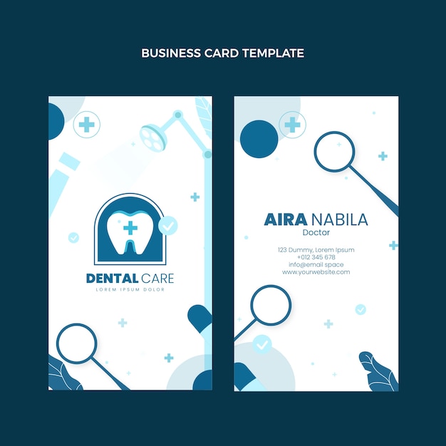 flat design dental clinic vertical business card